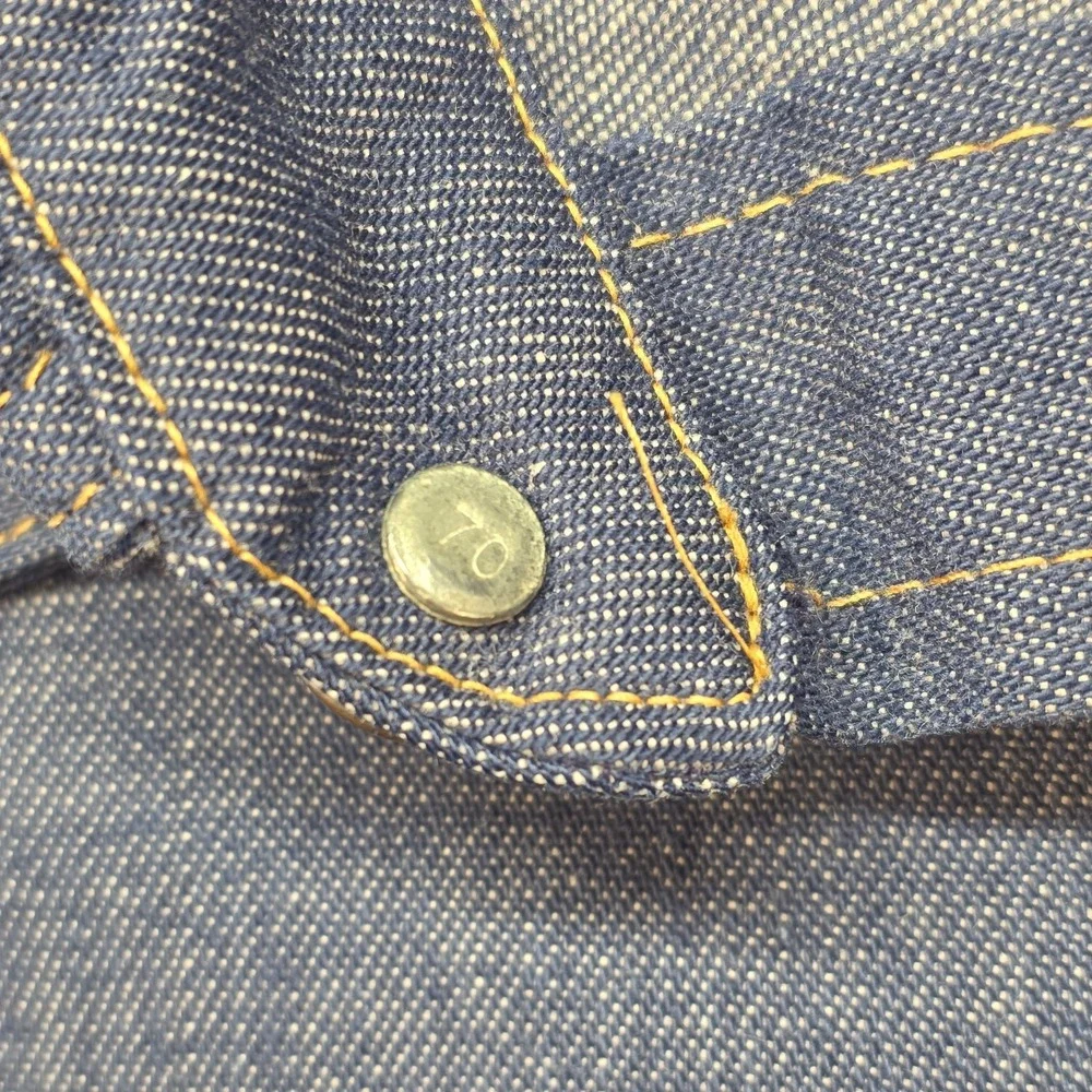 Vintage Levi's Denim Jean Chore Jacket Men's Medium Button Up Orange Tab Pockets - Picture 10 of 16